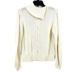 Pendleton Cable Knit Cowl Neck Ivory Sweater Womens Size XL
